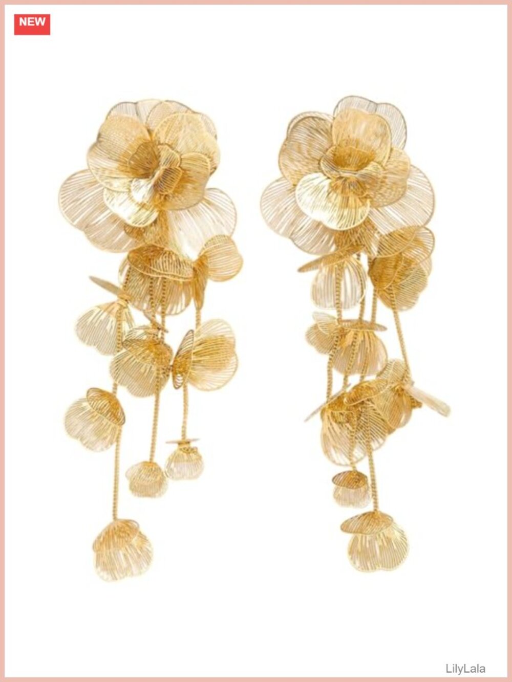 Filigree Floral Dangle Earrings for Women - Long Drop Statement Vintage Wedding